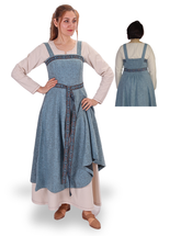 FIONA WOOL Blue - Medieval Viking Wool Apron Dress